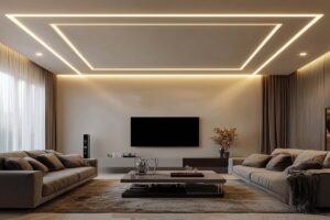 False ceiling with LED lighting for contemporary homes in Chennai