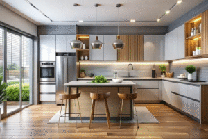 Custom modular kitchen design with storage solutions in Nagercoil